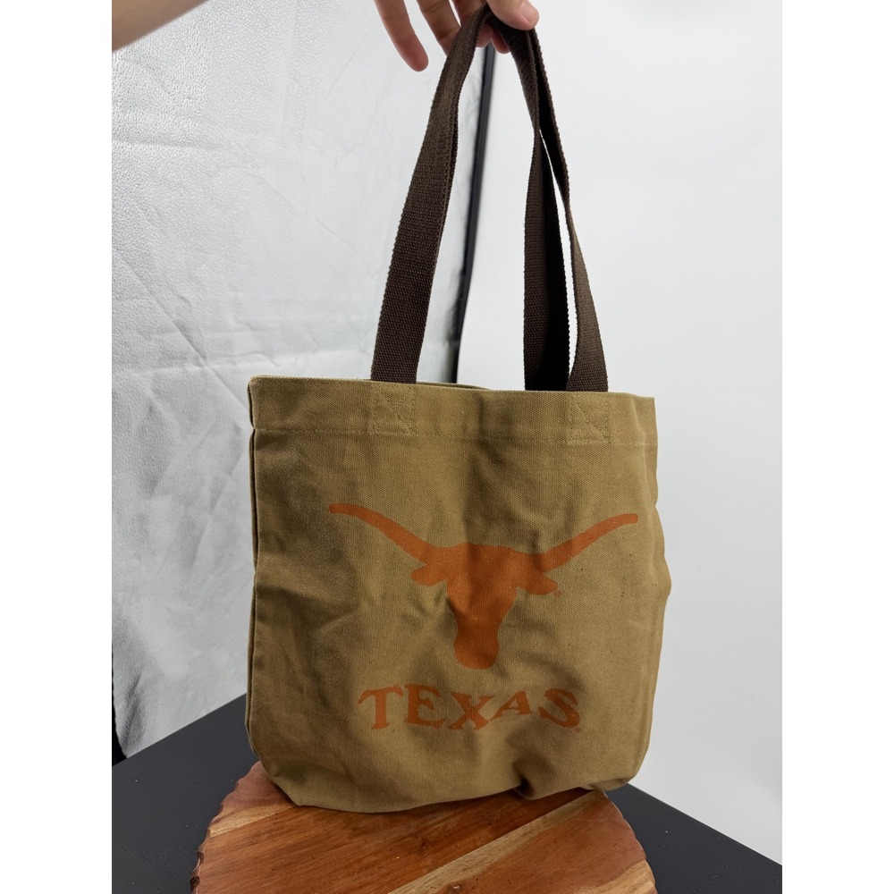 Enmon University of Texas Longhorns Tote Bag Women OS Tan Canvas Logo Shoulder
